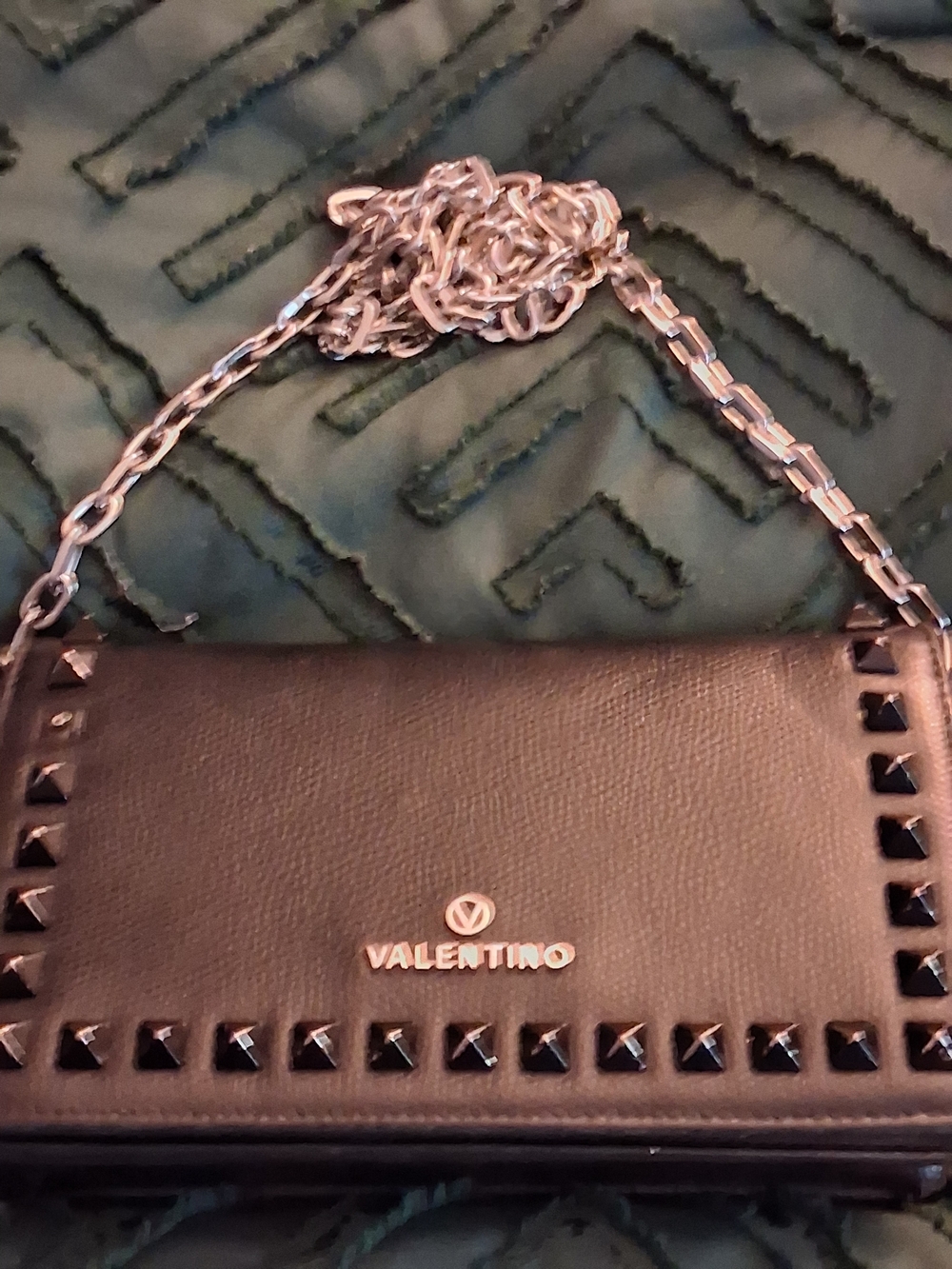 Valentino Black Studded Leather Chain Shoulder Bag